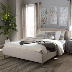 Baxton Studio Mia Mid-Century Light Beige Fabric Upholstered Full Size Platform Bed Baxton Studio-Full Bed-Minimal And Modern - 7