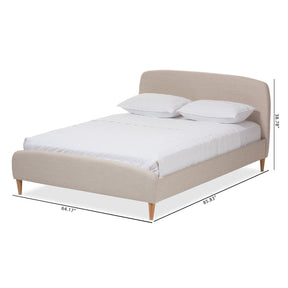 Baxton Studio Mia Mid-Century Light Beige Fabric Upholstered Full Size Platform Bed Baxton Studio-Full Bed-Minimal And Modern - 9