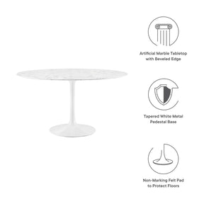 Modway Furniture Modern Lippa 54" Round Artificial Marble Dining Table - EEI-1132