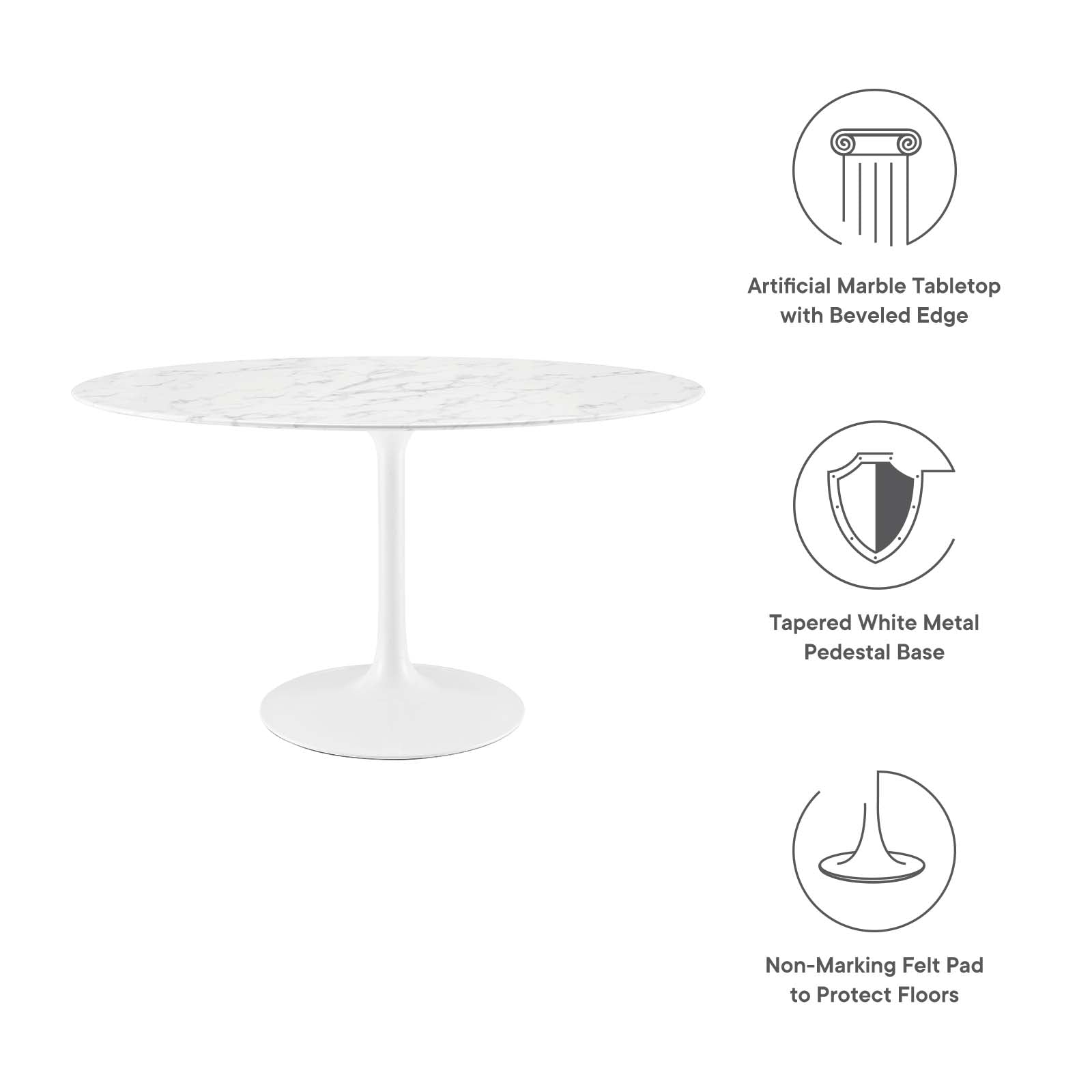 Modway Furniture Modern Lippa 54" Oval Artificial Marble Dining Table - EEI-1134