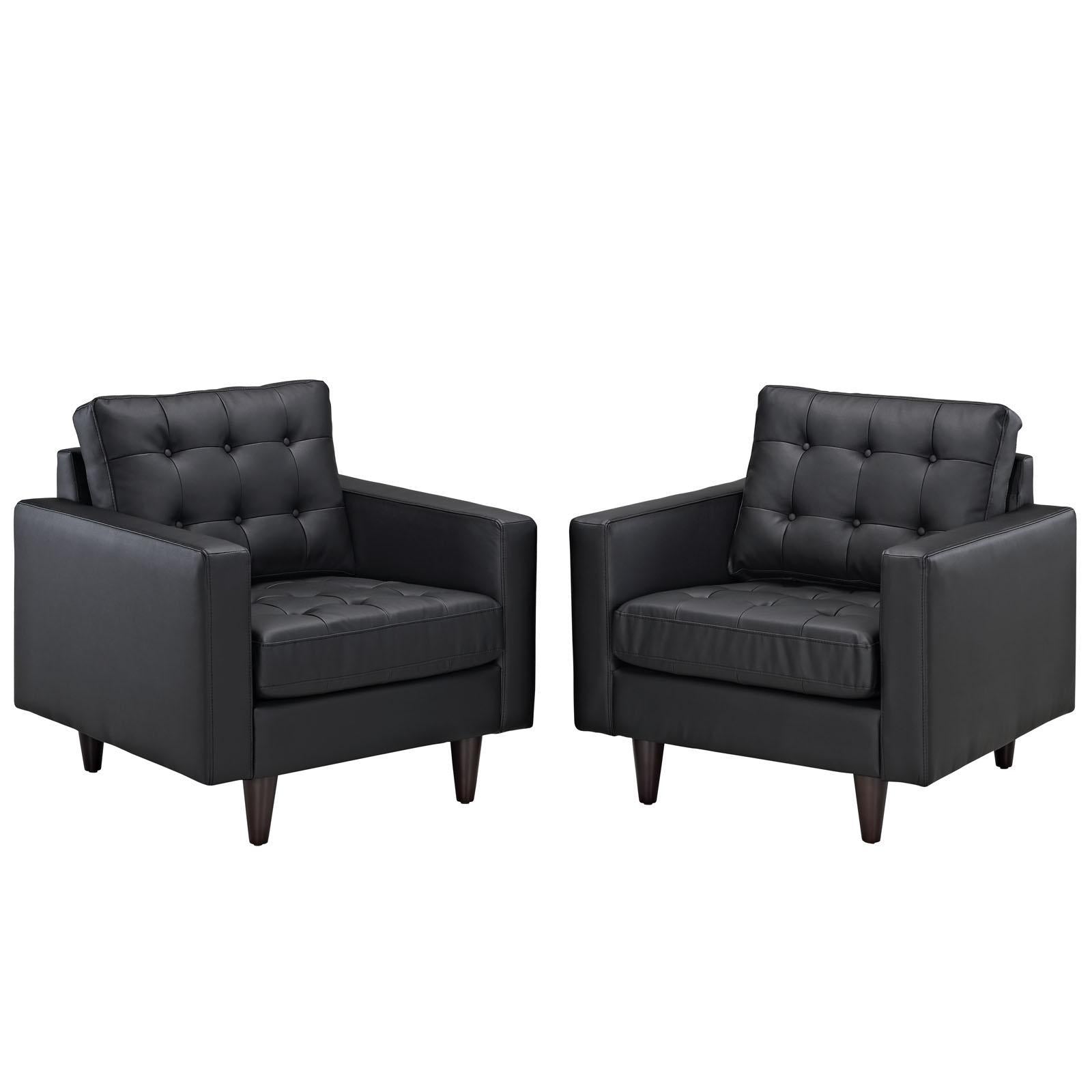 Modway Furniture Modern Empress Armchair Leather Set of 2 - EEI-1282