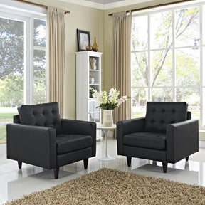 Modway Furniture Modern Empress Armchair Leather Set of 2 - EEI-1282