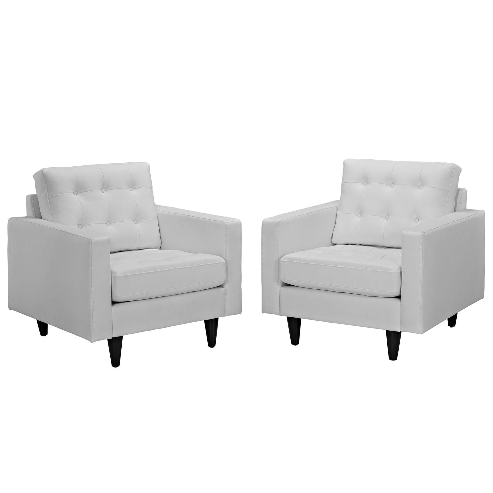 Modway Furniture Modern Empress Armchair Leather Set of 2 - EEI-1282