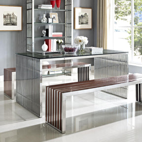 Modway Furniture Modern Gridiron Stainless Steel Rectangle Dining Table - EEI-1433