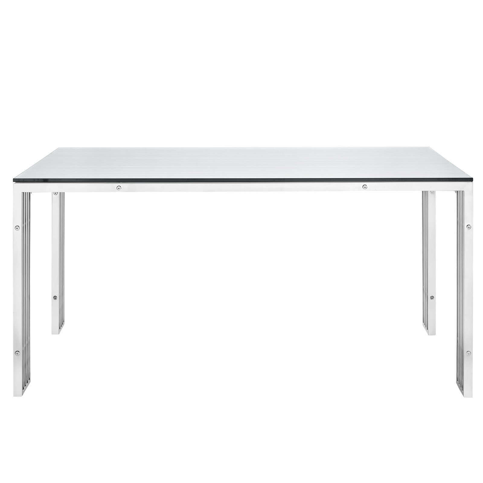 Modway Furniture Gridiron Stainless Steel Modern Silver Dining Table EEI-1434-Minimal & Modern