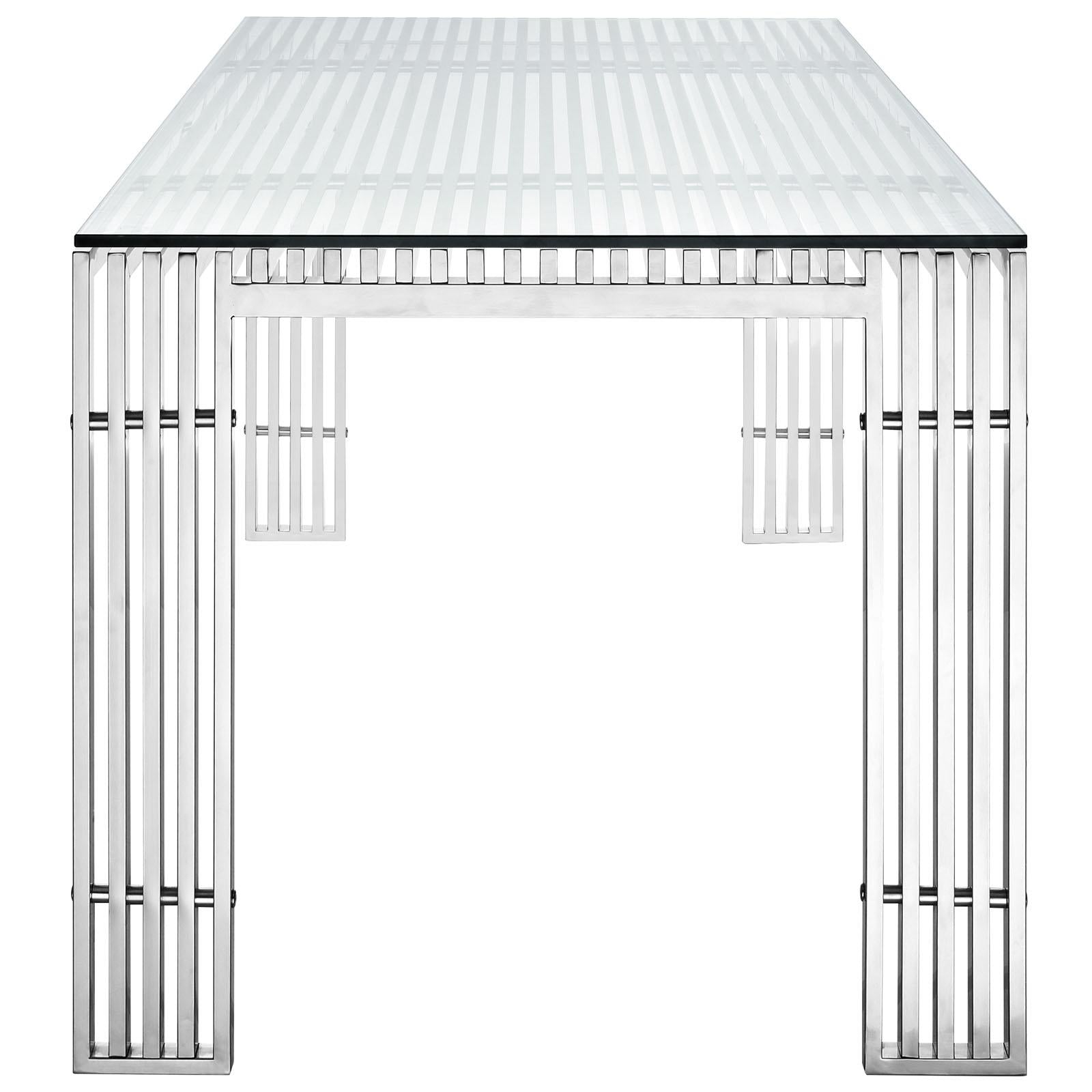 Modway Furniture Modern Gridiron Stainless Steel Rectangle Dining Table - EEI-1434