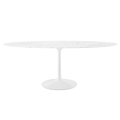 Modway Furniture Modern Lippa 78" Oval Artificial Marble Dining Table