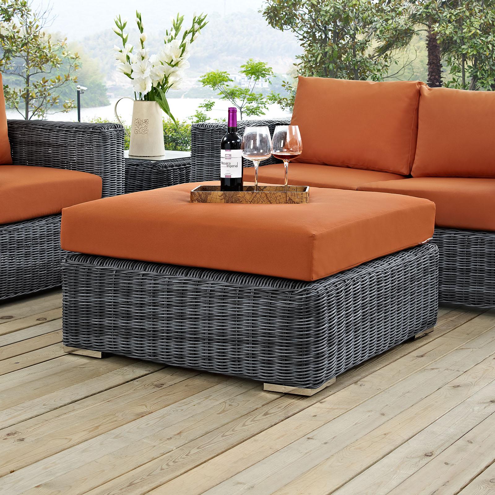 Modway Furniture Modern Summon Outdoor Patio Sunbrella® Square Ottoman - EEI-1875