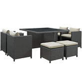 Modway Furniture Modern Sojourn 9 Piece Outdoor Patio Sunbrella® Dining Set - EEI-1946