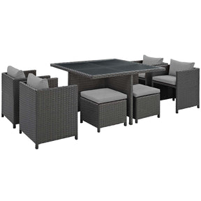 Modway Furniture Modern Sojourn 9 Piece Outdoor Patio Sunbrella® Dining Set - EEI-1946