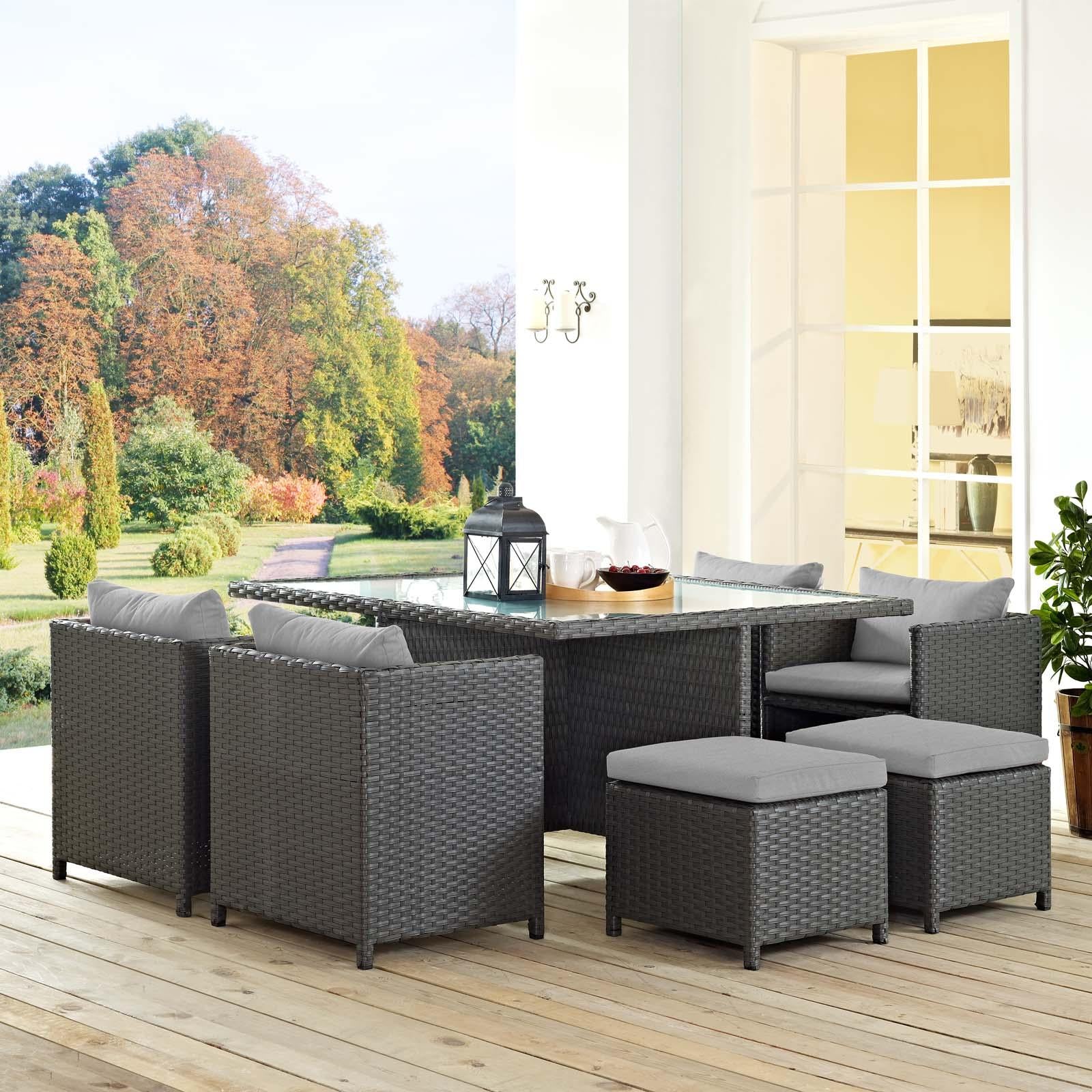 Modway Furniture Modern Sojourn 9 Piece Outdoor Patio Sunbrella® Dining Set - EEI-1946