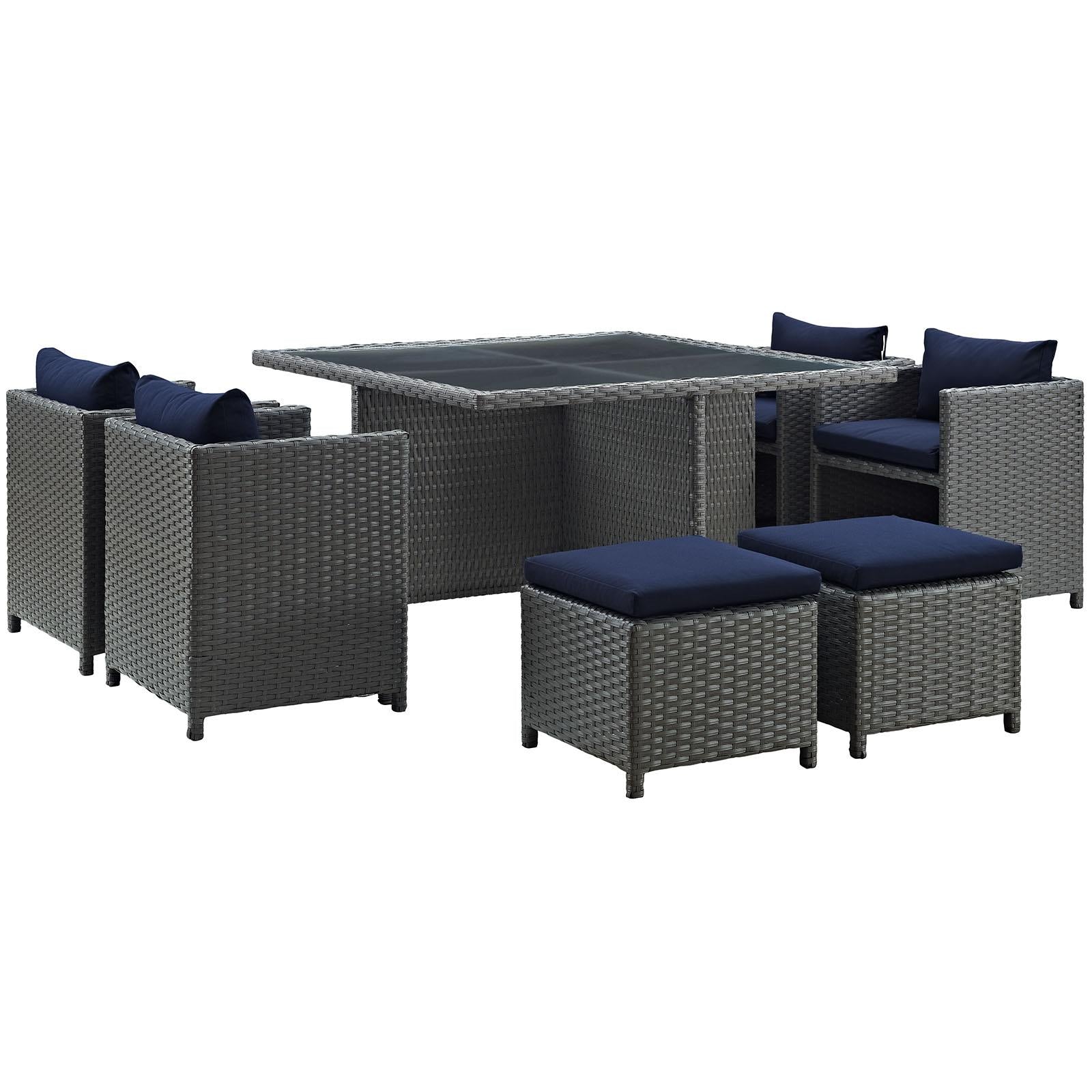 Modway Furniture Modern Sojourn 9 Piece Outdoor Patio Sunbrella® Dining Set - EEI-1946