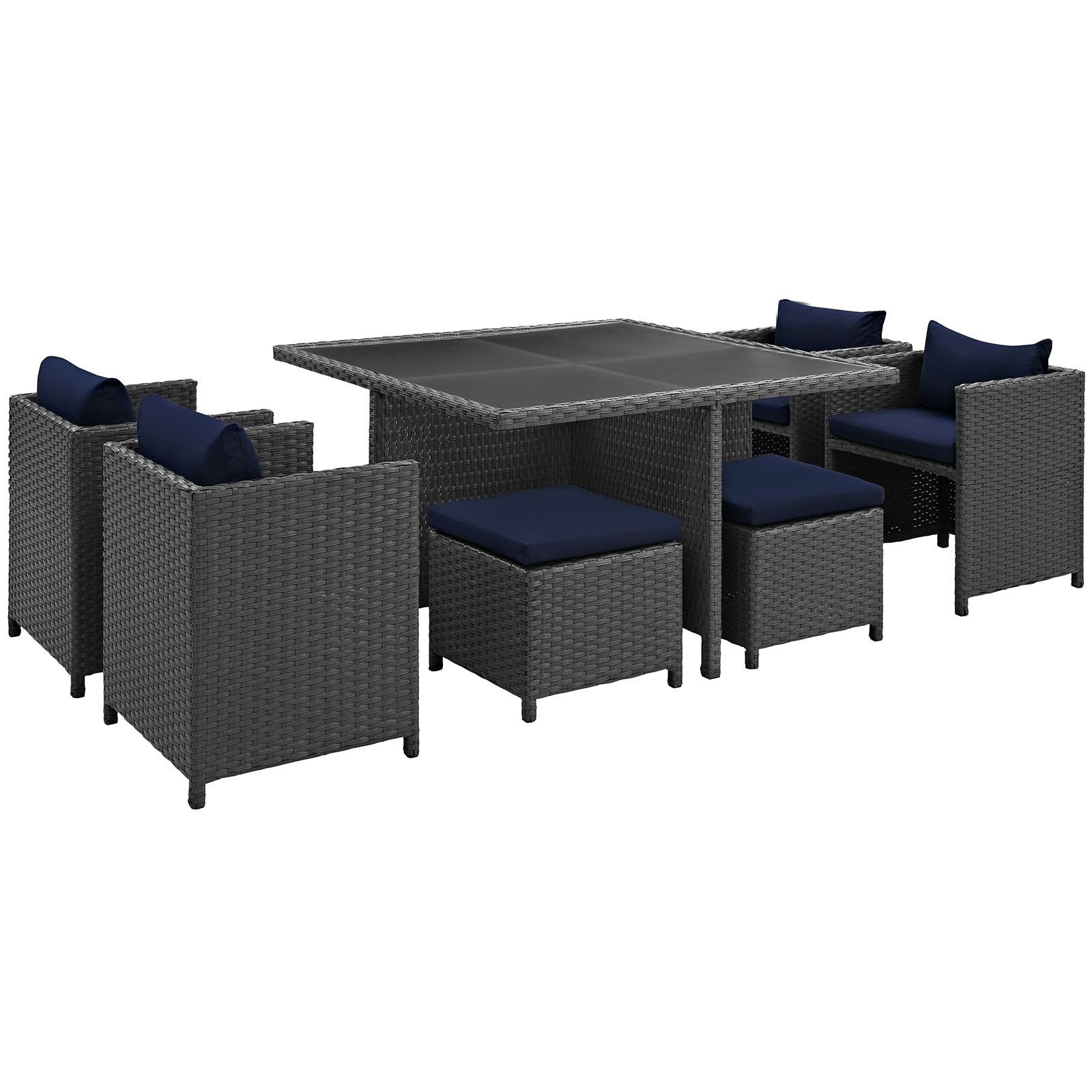 Modway Furniture Modern Sojourn 9 Piece Outdoor Patio Sunbrella® Dining Set - EEI-1946