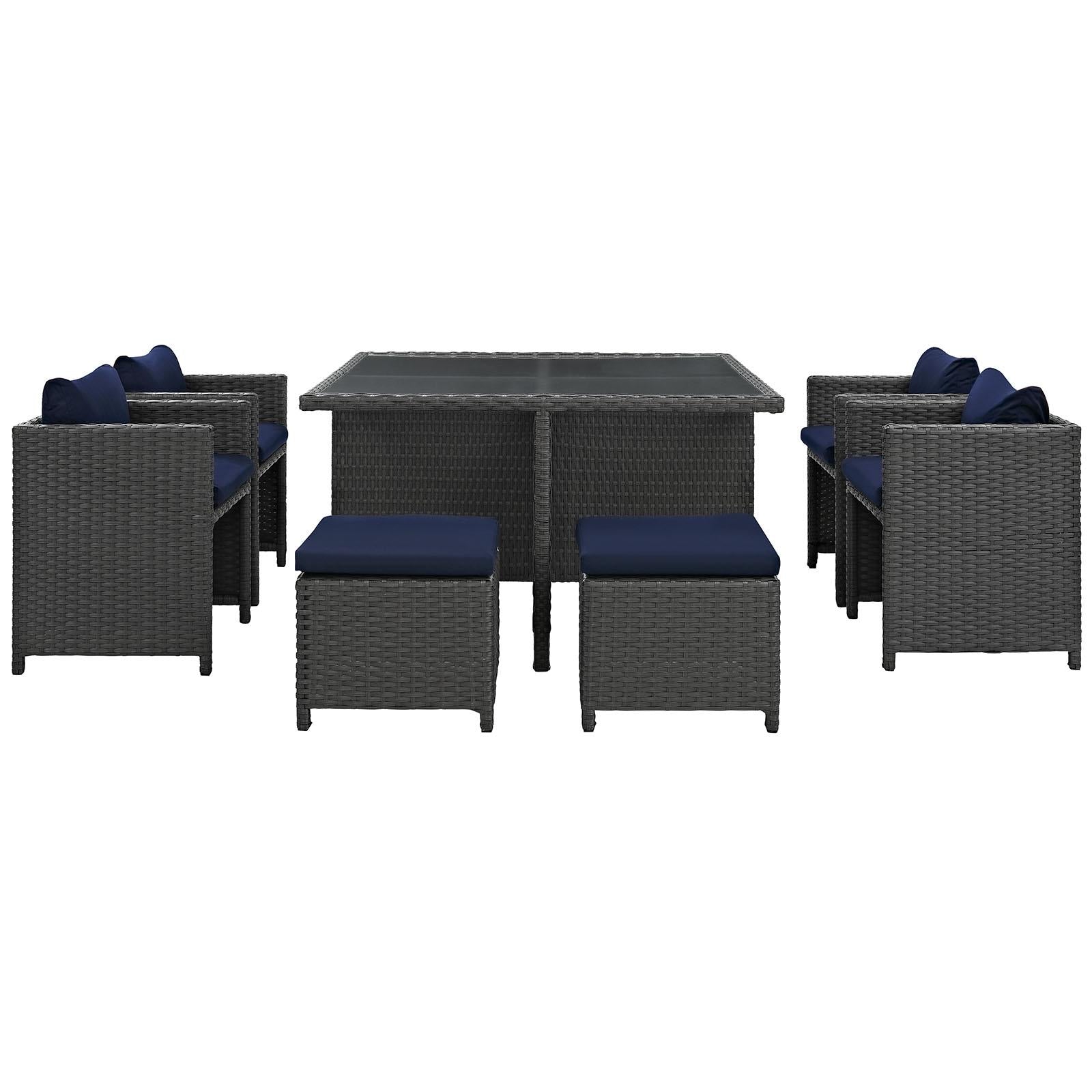 Modway Furniture Modern Sojourn 9 Piece Outdoor Patio Sunbrella® Dining Set - EEI-1946