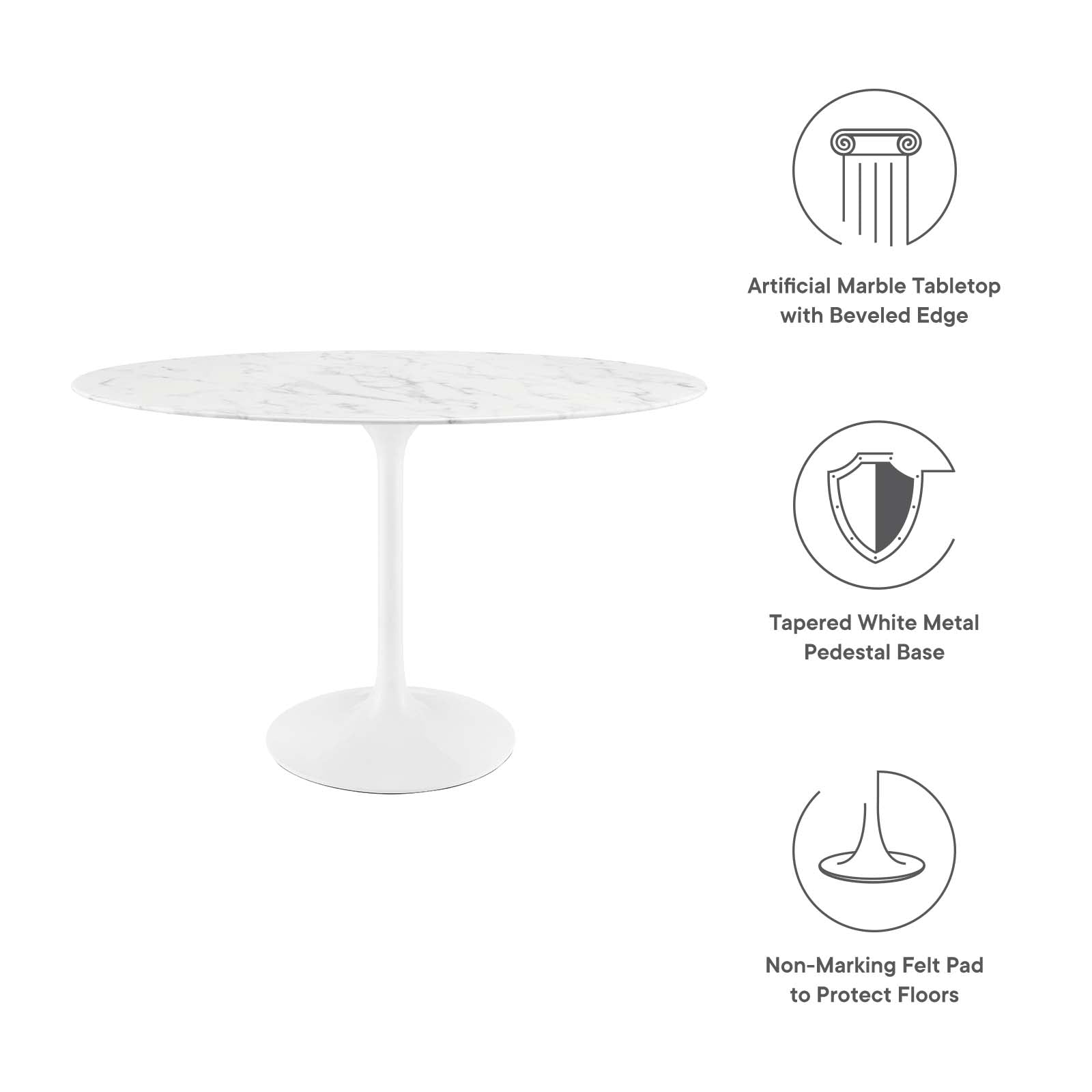 Modway Furniture Modern Lippa 48" Oval Artificial Marble Dining Table - EEI-2021