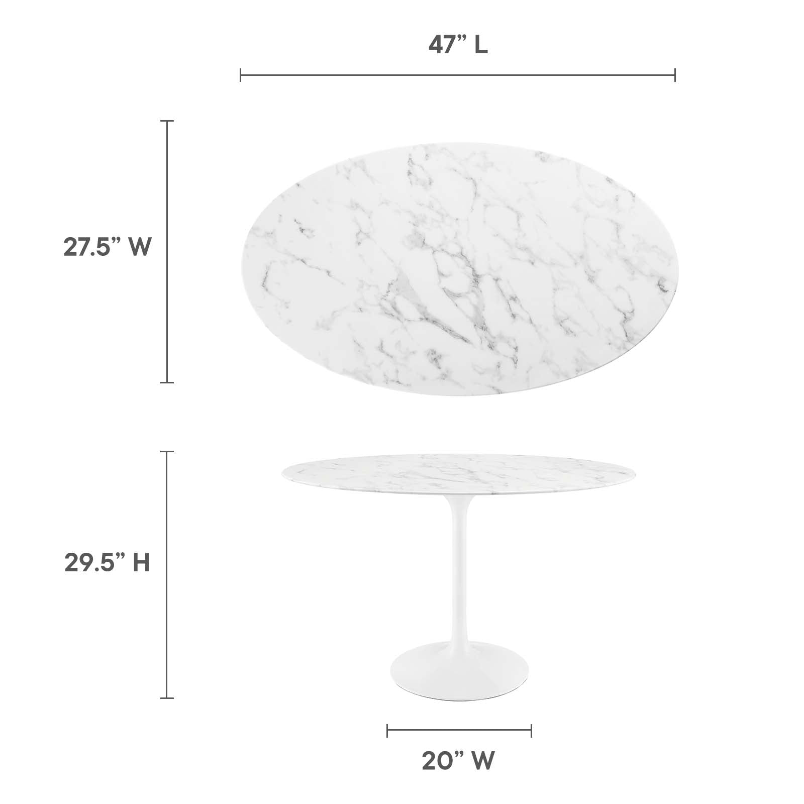 Modway Furniture Modern Lippa 48" Oval Artificial Marble Dining Table - EEI-2021