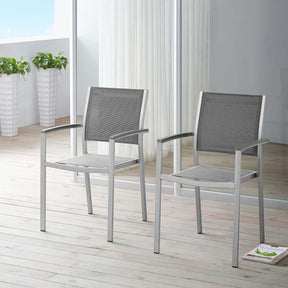 Modway Furniture Modern Shore Dining Chair Outdoor Patio Aluminum Set of 2 - EEI-2586