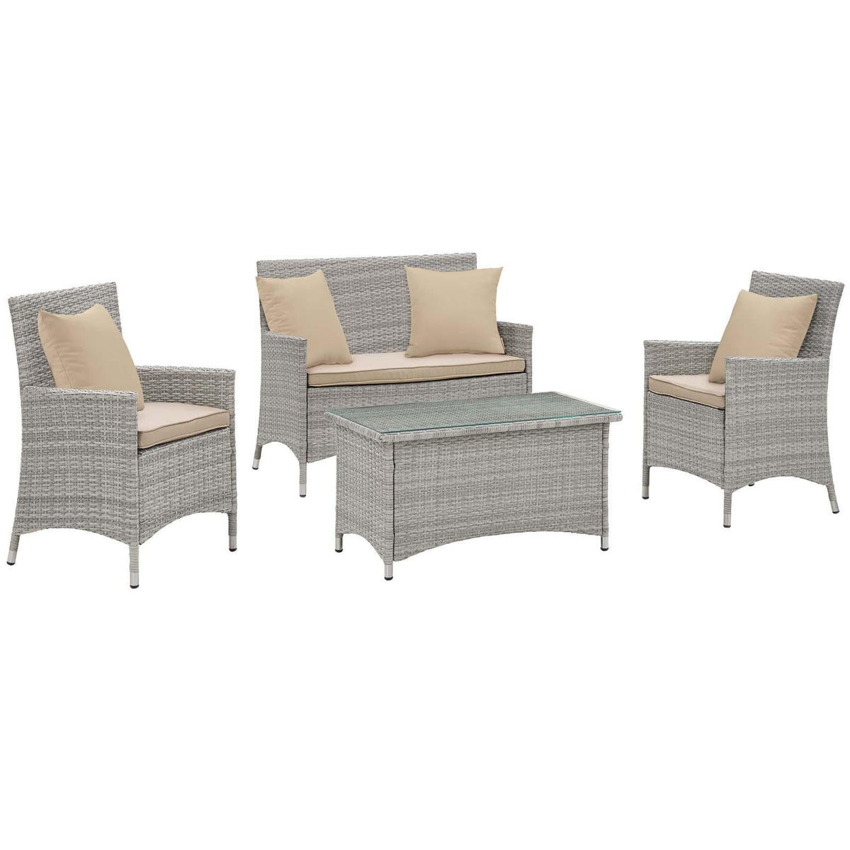 Modway Furniture Modern Bridge 4 Piece Outdoor Patio Patio Conversation Set with Pillow Set - EEI-2763