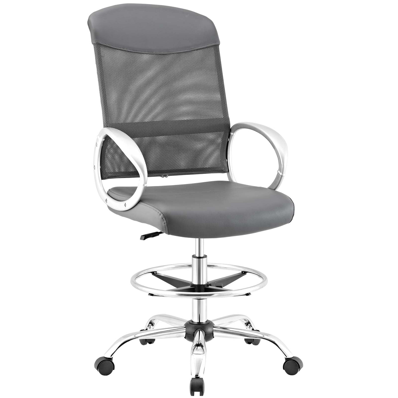 Modway Furniture Modern Emblem Mesh and Vinyl Drafting Chair - EEI-2864-Minimal & Modern