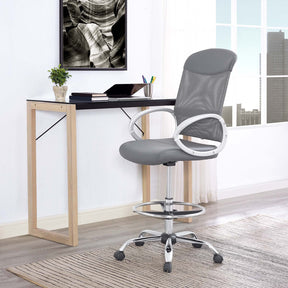 Modway Furniture Modern Emblem Mesh and Vinyl Drafting Chair - EEI-2864-Minimal & Modern