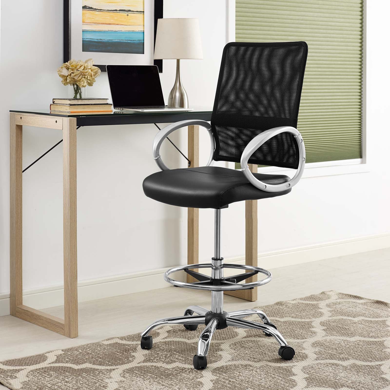 Modway Furniture Modern Command Mesh and Vinyl Drafting Chair - EEI-2865-Minimal & Modern