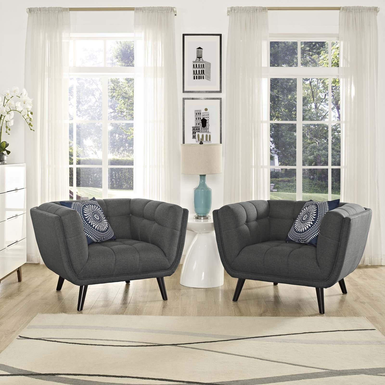 Modway Furniture Modern Bestow 2 Piece Upholstered Fabric Armchair Set - EEI-2982