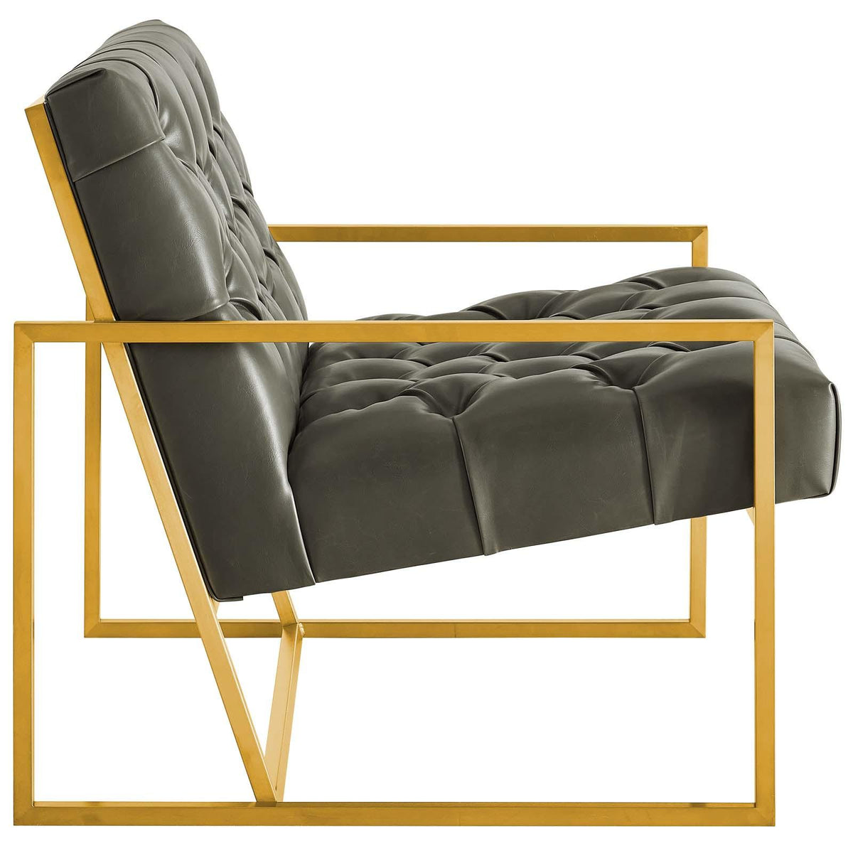 Modway Furniture Modern Bequest Antique Gold Stainless Steel Faux Leather Accent Chair - EEI-3075