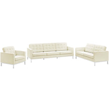 Modway Furniture Modern Loft 3 Piece Leather Sofa Loveseat and Armchair Set - EEI-3101