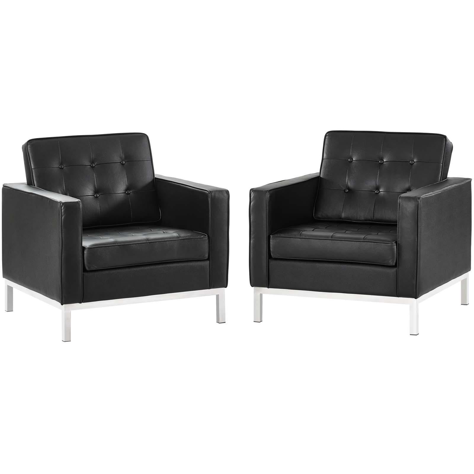 Modway Furniture Modern Loft 2 Piece Leather Armchair Set - EEI-3103