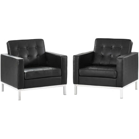 Modway Furniture Modern Loft 2 Piece Leather Armchair Set - EEI-3103