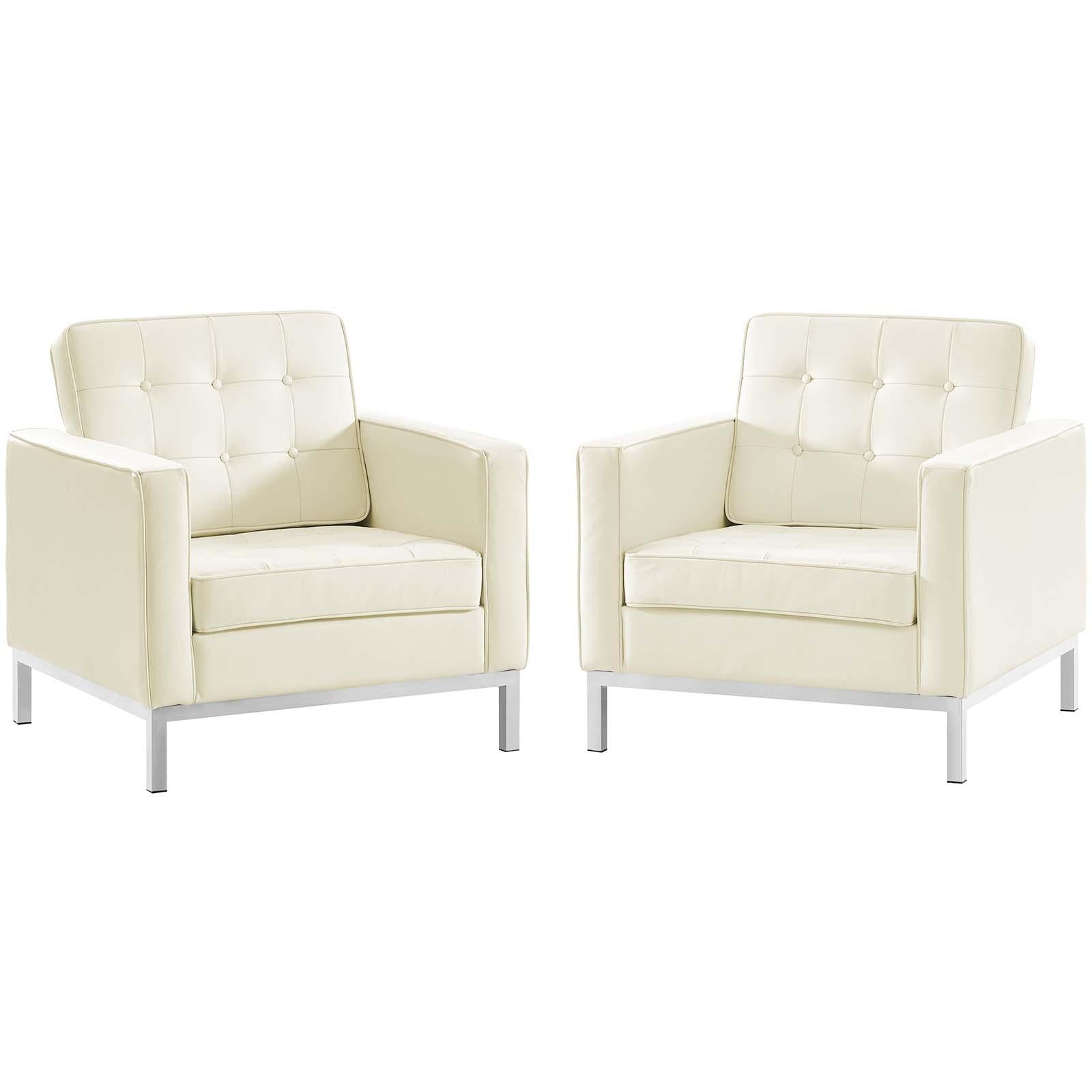 Modway Furniture Modern Loft 2 Piece Leather Armchair Set - EEI-3103