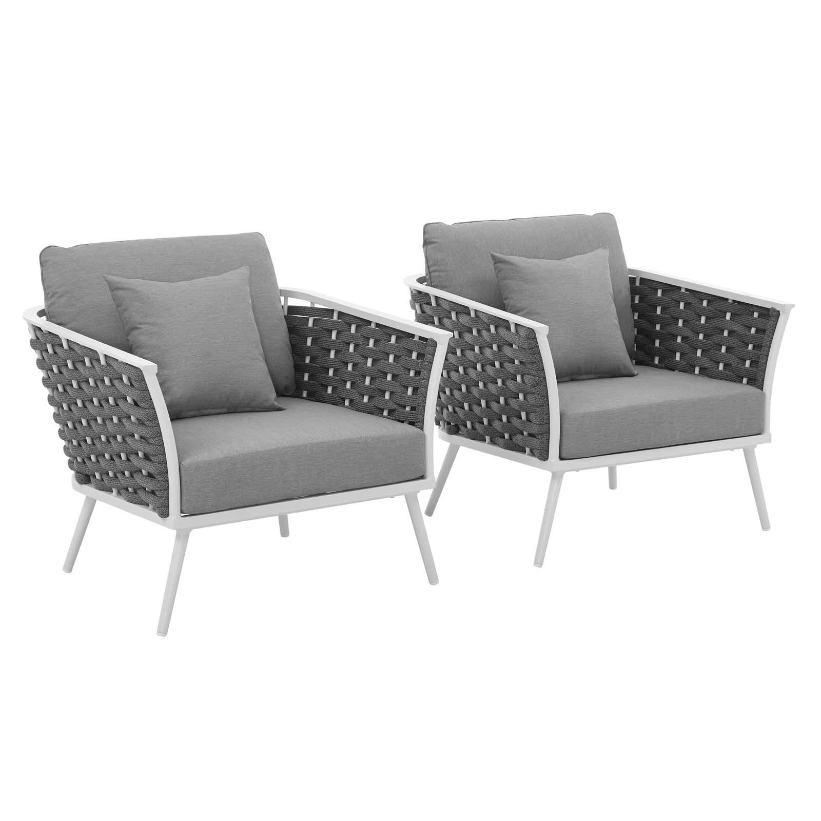 Modway Furniture Modern Stance Armchair Outdoor Patio Aluminum Set of 2 - EEI-3162