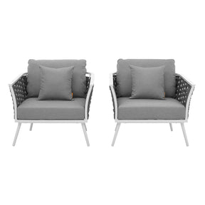 Modway Furniture Modern Stance Armchair Outdoor Patio Aluminum Set of 2 - EEI-3162