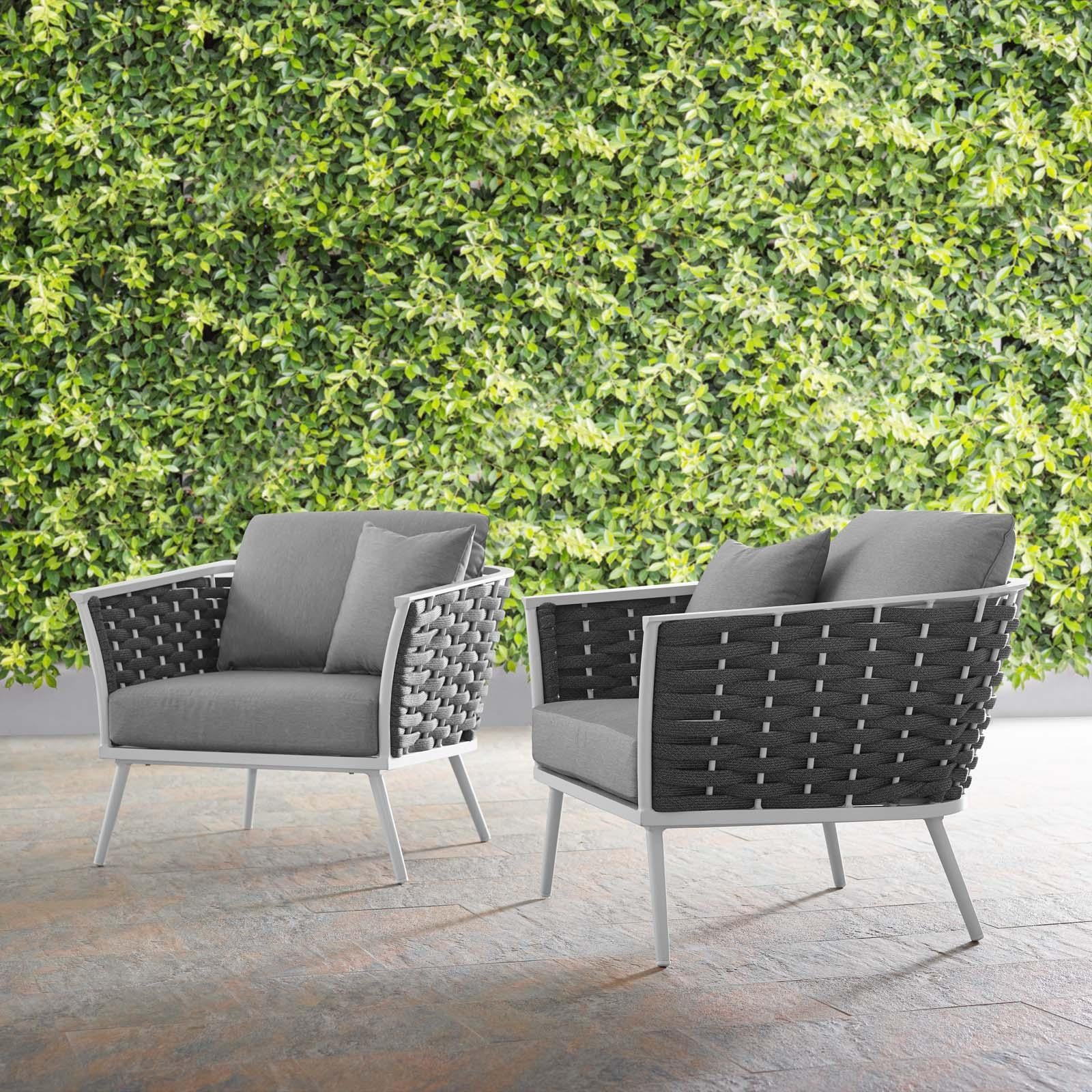 Modway Furniture Modern Stance Armchair Outdoor Patio Aluminum Set of 2 - EEI-3162