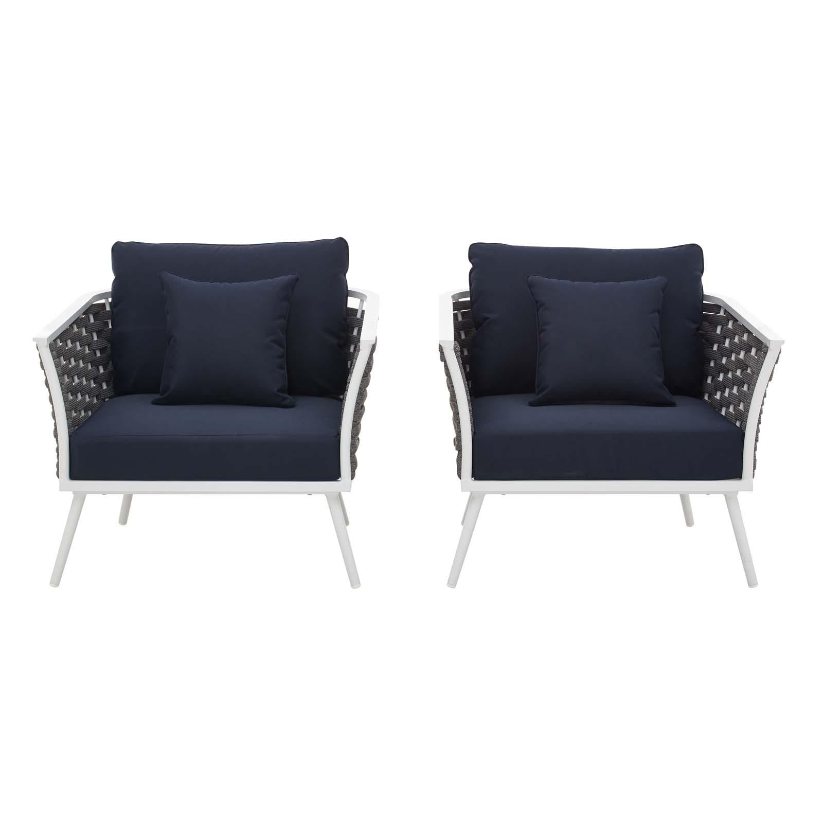 Modway Furniture Modern Stance Armchair Outdoor Patio Aluminum Set of 2 - EEI-3162