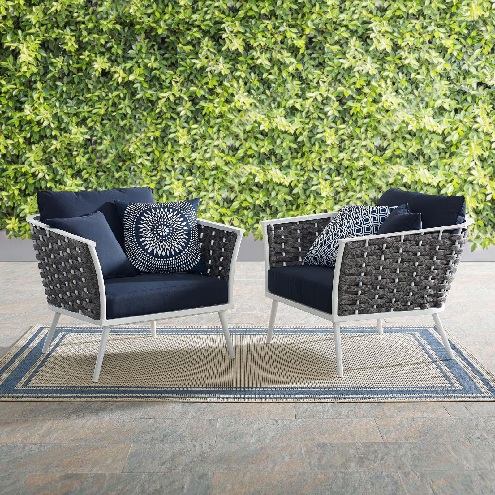 Modway Furniture Modern Stance Armchair Outdoor Patio Aluminum Set of 2 - EEI-3162