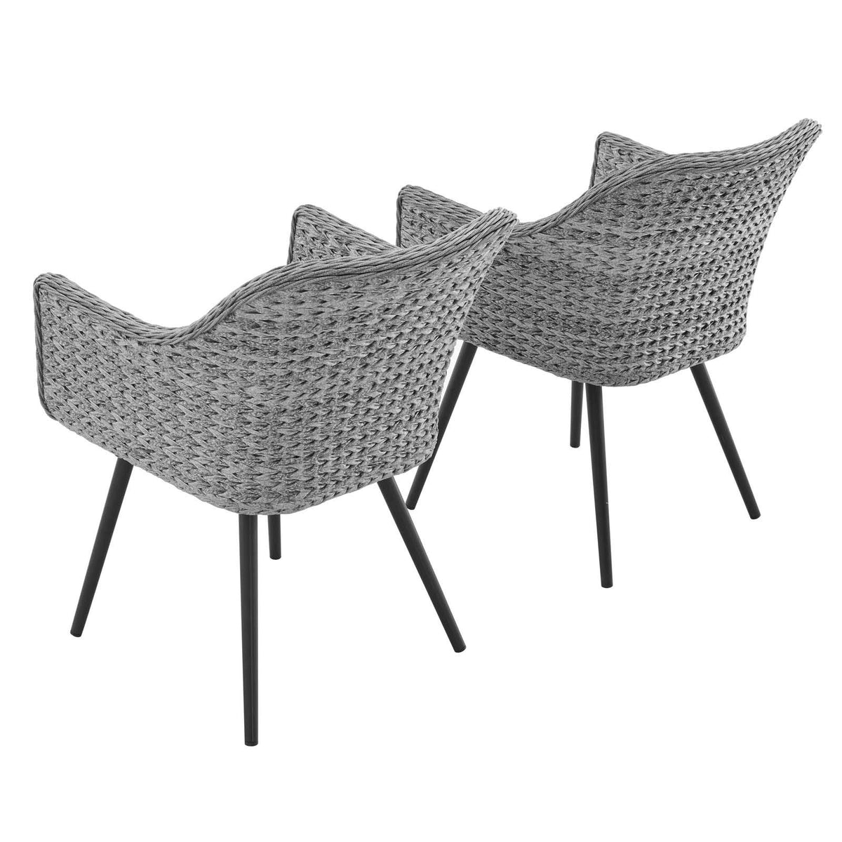 Modway Furniture Modern Endeavor Dining Armchair Outdoor Patio Wicker Rattan Set of 2 - EEI-3181