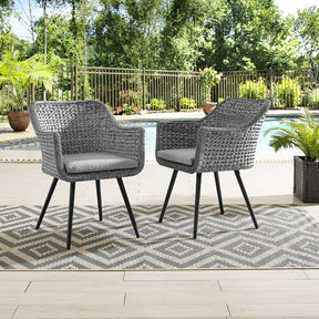 Modway Furniture Modern Endeavor Dining Armchair Outdoor Patio Wicker Rattan Set of 2 - EEI-3181