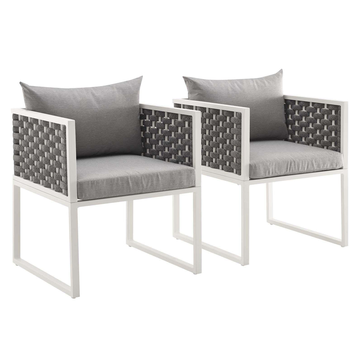 Modway Furniture Modern Stance Dining Armchair Outdoor Patio Aluminum Set of 2 - EEI-3183