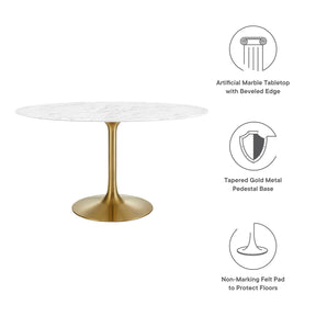 Modway Furniture Modern Lippa 54" Oval Artificial Marble Dining Table - EEI-3235