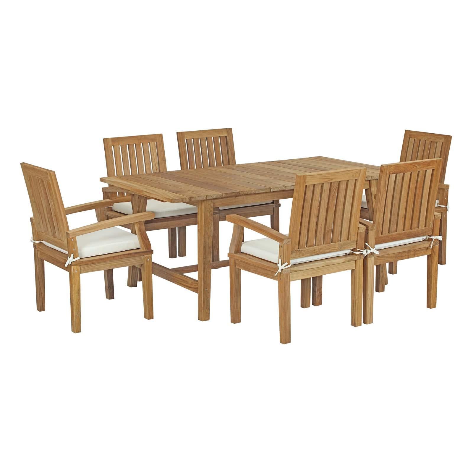 Modway Furniture Modern Marina 7 Piece Outdoor Patio Teak Dining Set - EEI-3297