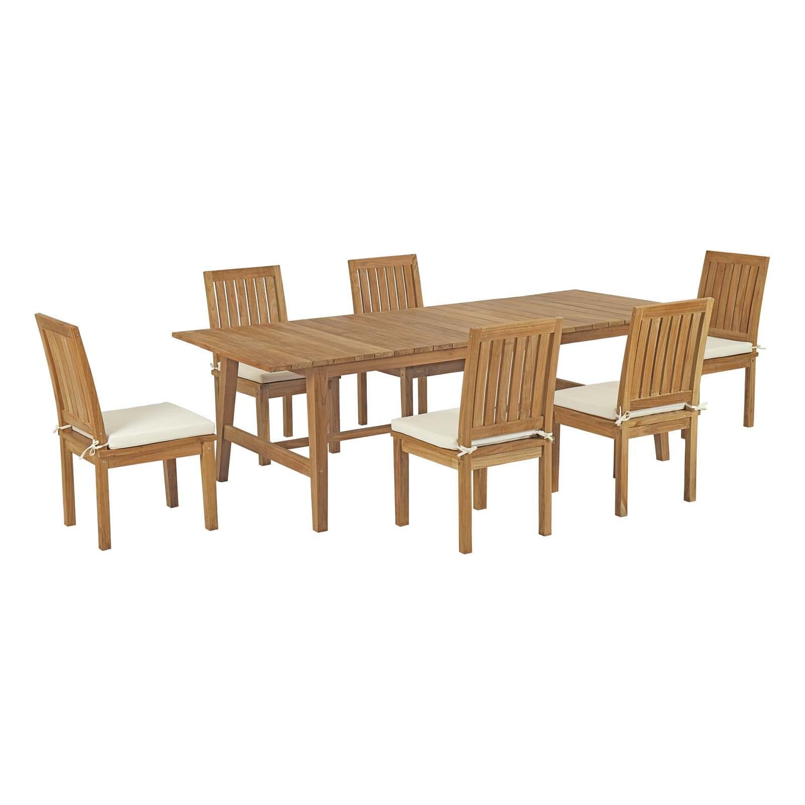 Modway Furniture Modern Marina 7 Piece Outdoor Patio Teak Dining Set - EEI-3307