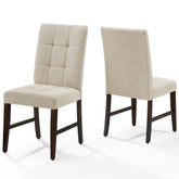 Modway Furniture Modern Promulgate Biscuit Tufted Upholstered Fabric Dining Chair Set of 2 - EEI-3335