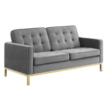 Modway Furniture Modern Loft Gold Stainless Steel Leg Performance Velvet Loveseat - EEI-3390