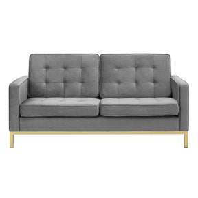 Modway Furniture Modern Loft Gold Stainless Steel Leg Performance Velvet Loveseat - EEI-3390