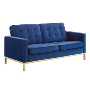 Modway Furniture Modern Loft Gold Stainless Steel Leg Performance Velvet Loveseat - EEI-3390