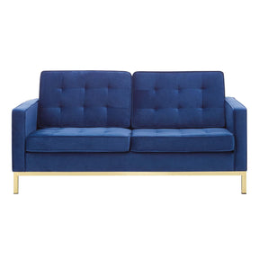 Modway Furniture Modern Loft Gold Stainless Steel Leg Performance Velvet Loveseat - EEI-3390