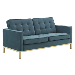 Modway Furniture Modern Loft Gold Stainless Steel Leg Performance Velvet Loveseat - EEI-3390