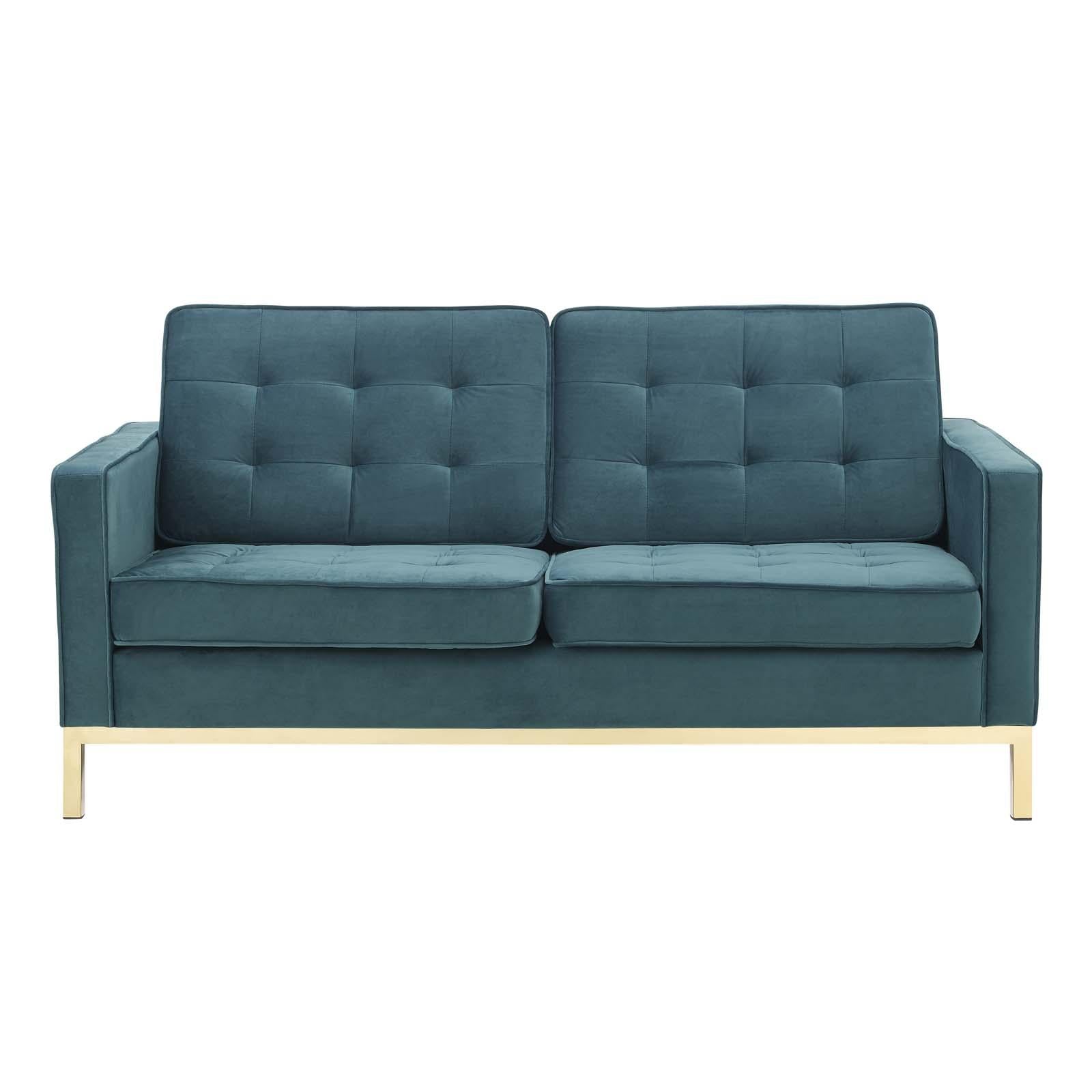 Modway Furniture Modern Loft Gold Stainless Steel Leg Performance Velvet Loveseat - EEI-3390