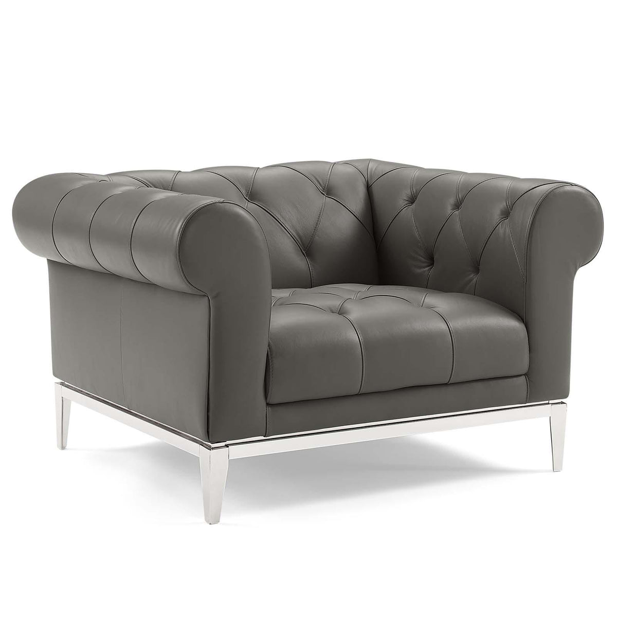 Modway Furniture Modern Idyll Tufted Button Upholstered Leather Chesterfield Armchair - EEI-3443